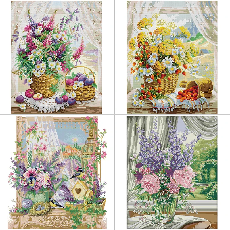 Home Textiles Discount - Pencere Eşiği Çiçek Sepeti Çiçek Desenleri