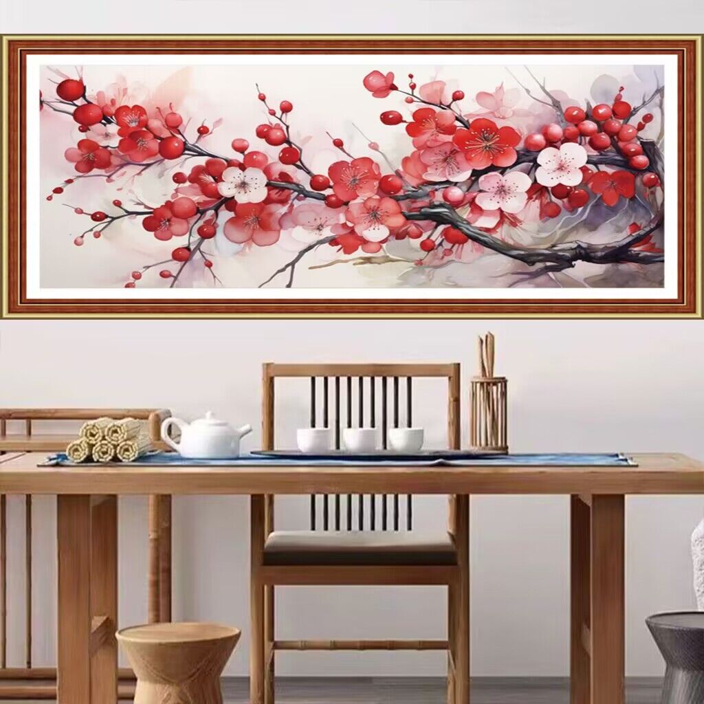 Home Textiles Discount - 9ct 110x5 0cm kırmızı çiçekler nakış