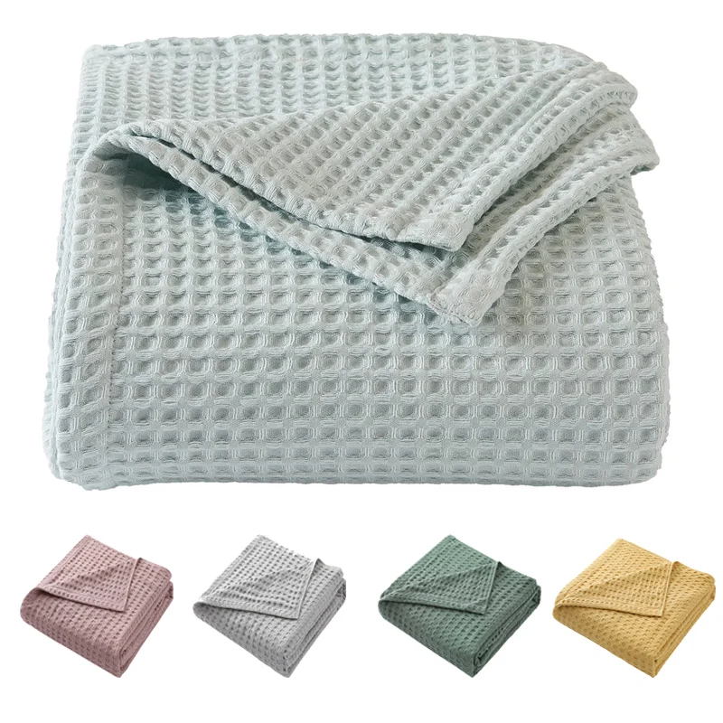 Wool Blanket Herringbone - Premium Saf Pamuk Waffle Örgü Termal