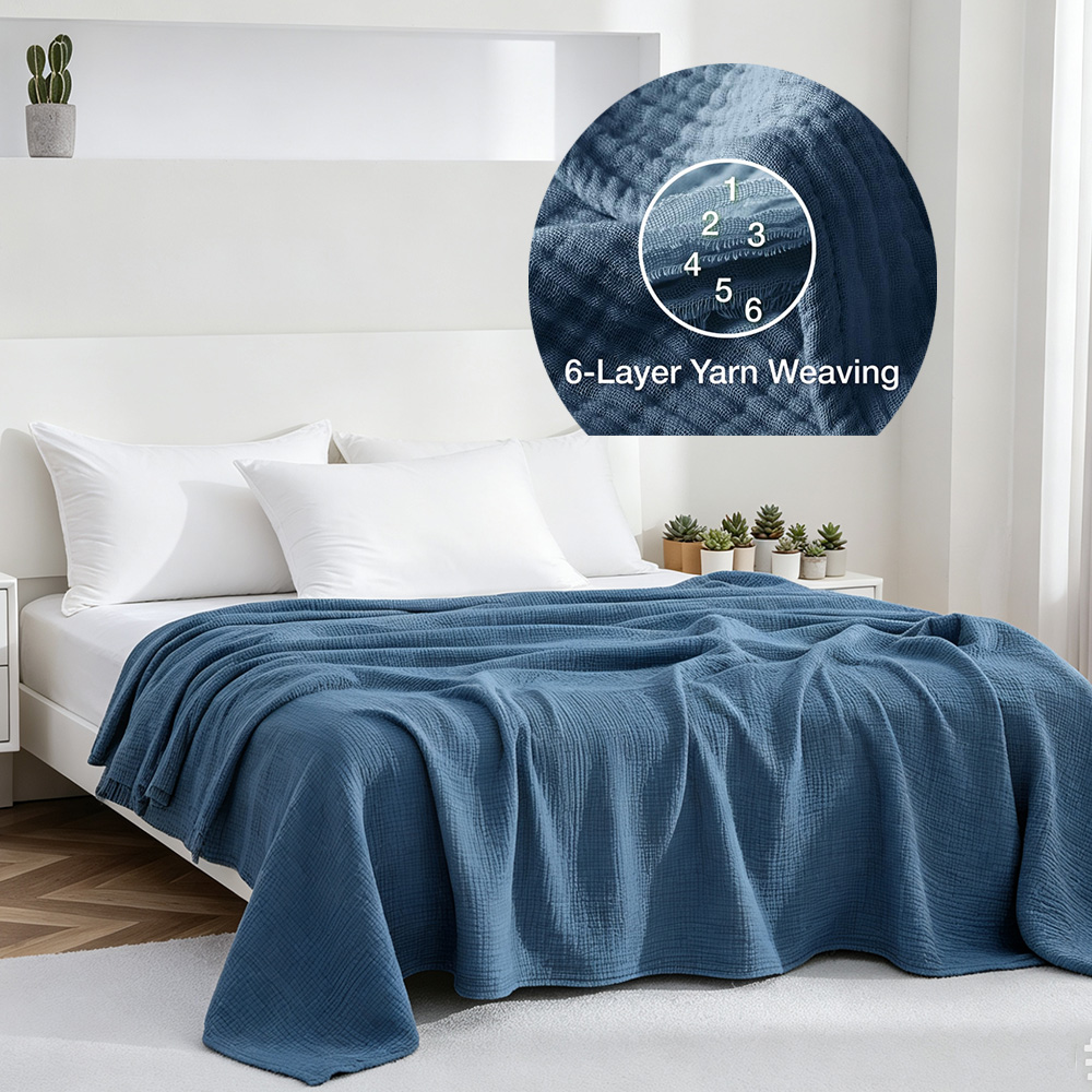 Wool Blanket Herringbone - 6 Katmanlı Pamuklu Muslin Battaniyeler Hafif