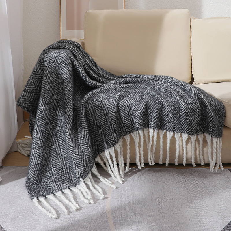 Wool Blanket Herringbone - Avrupa ve Amerikan Tarzı Katı Kanepe